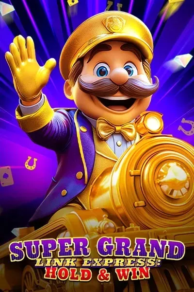 Super Grand Link Express Hold & Win slot game with cartoon train conductor
